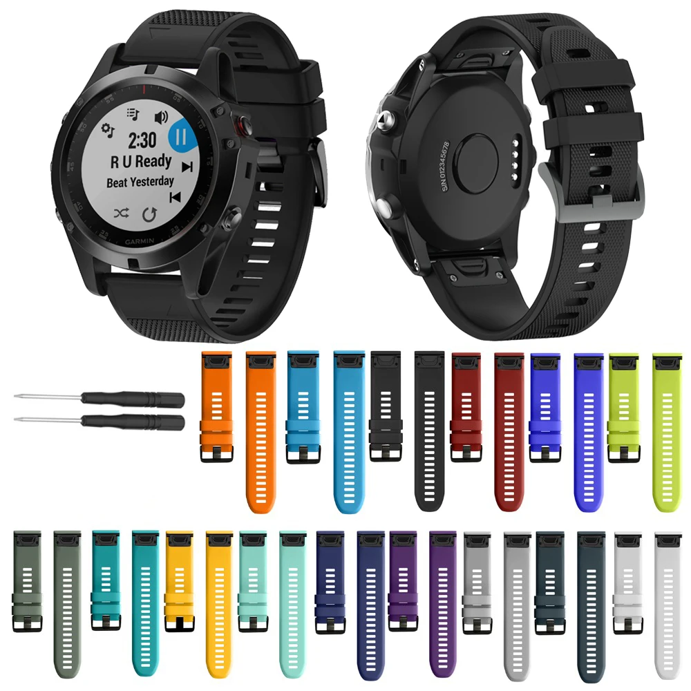 26 мм спортивный силиконовый ремешок для часов браслет наручных gps Garmin Fenix 6X 6 6S Pro 5X