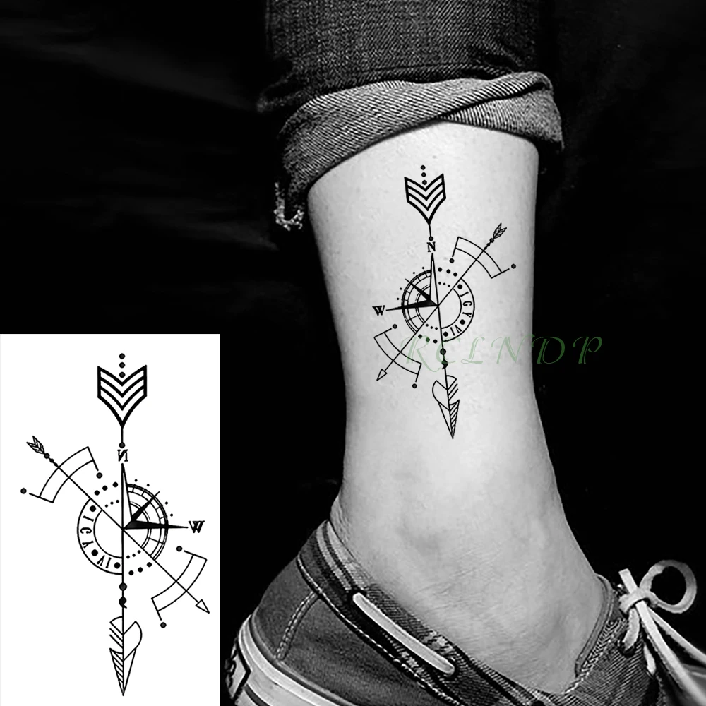 Waterproof Temporary Tattoo Stickers Compass fake Tatto Body Art Flash Tatoo Tatouage Arm Hand Back Foot Tato for Girl Women Men | Красота и