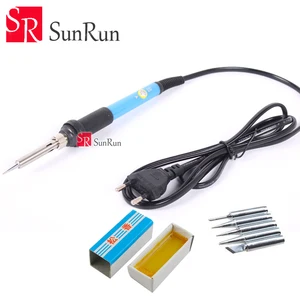 60 Вт 220 В ЕС Электрический Регулируемый Температура Сварочный припой паяльник сварочный инструмент + 5 шт. паяльников + канифоль