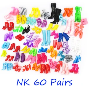 NK 60 Pairs  or 100 Pairs  Doll Shoes Fashion Sandals Cute Colorful Assorted High Heels  For Barbie 