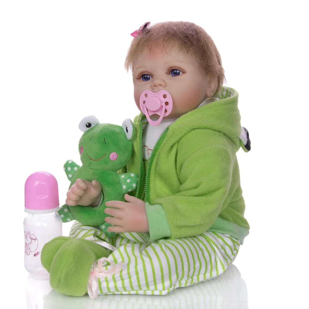 Reborn Baby Dolls 50 55 см мягкий силикон зеленая лягушка мягкая ткань Новорожденные