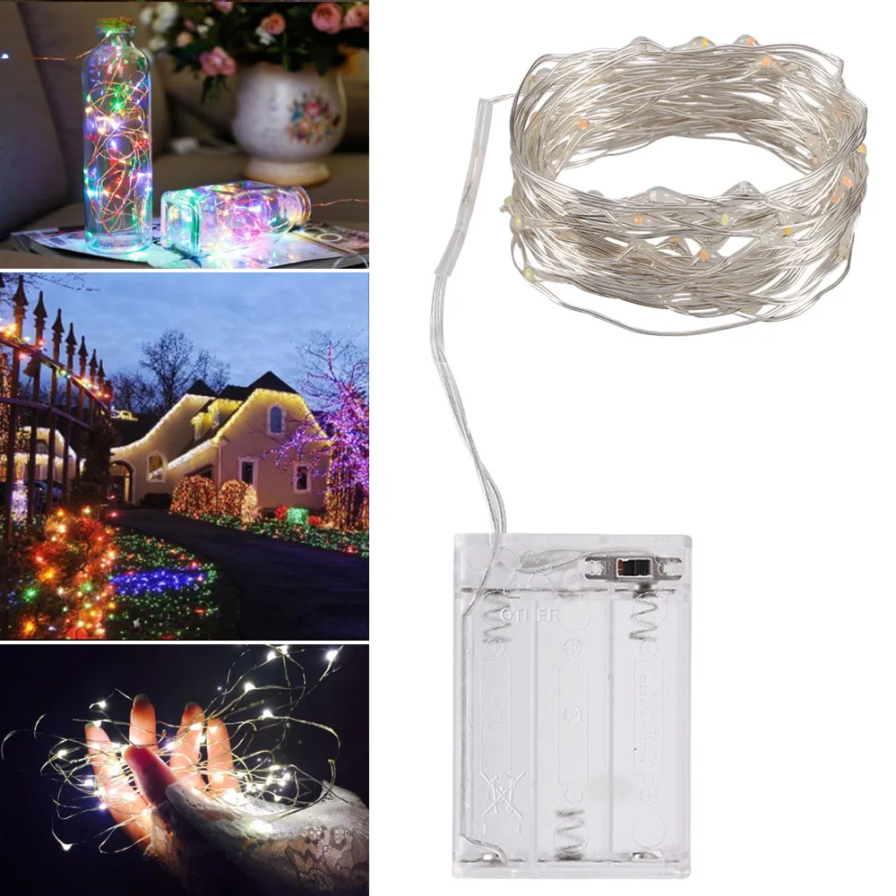 2 м медная проволока СВЕТОДИОДНЫЕ гирлянды на батарейках сказочные огни