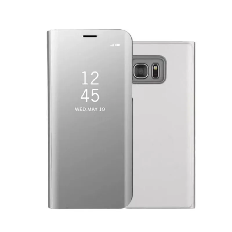 silver SemgCeKen роскошный флип кожаный чехол для samsung galaxy S7 edge S7edge S 7 зеркальный pu умный Прозрачный чехол для телефона - Цвет: silver