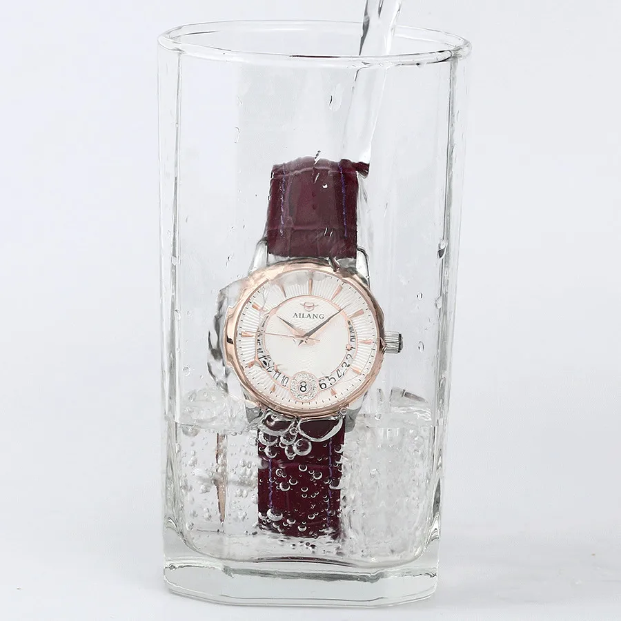 

Brand AILANG Fashion Women Business Dress Watches 30M Waterproof Leather Automatic Wristwatch Self Wind Calendar Relojes NW7191