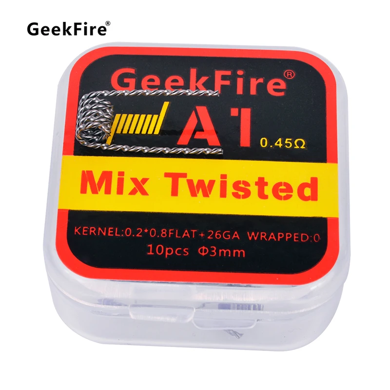 10 шт. GeekFire готовые катушки A1 Clapton с сопротивлением Alien Quad смешанные витой