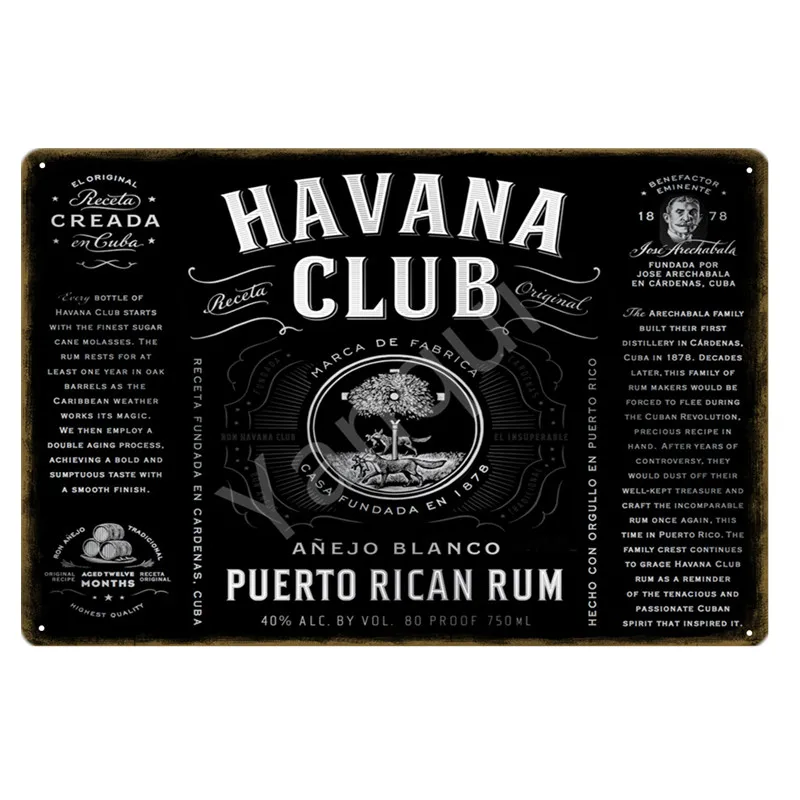 Пивной металлический постер Havana Club оловянные вывески настенная живопись налет