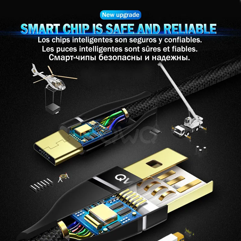 Кабель Micro USB 3,0 USB кабель для быстрой зарядки и передачи данных для samsung galaxy huawei Xiaomi Redmi 3A USB кабели для быстрой зарядки телефонов
