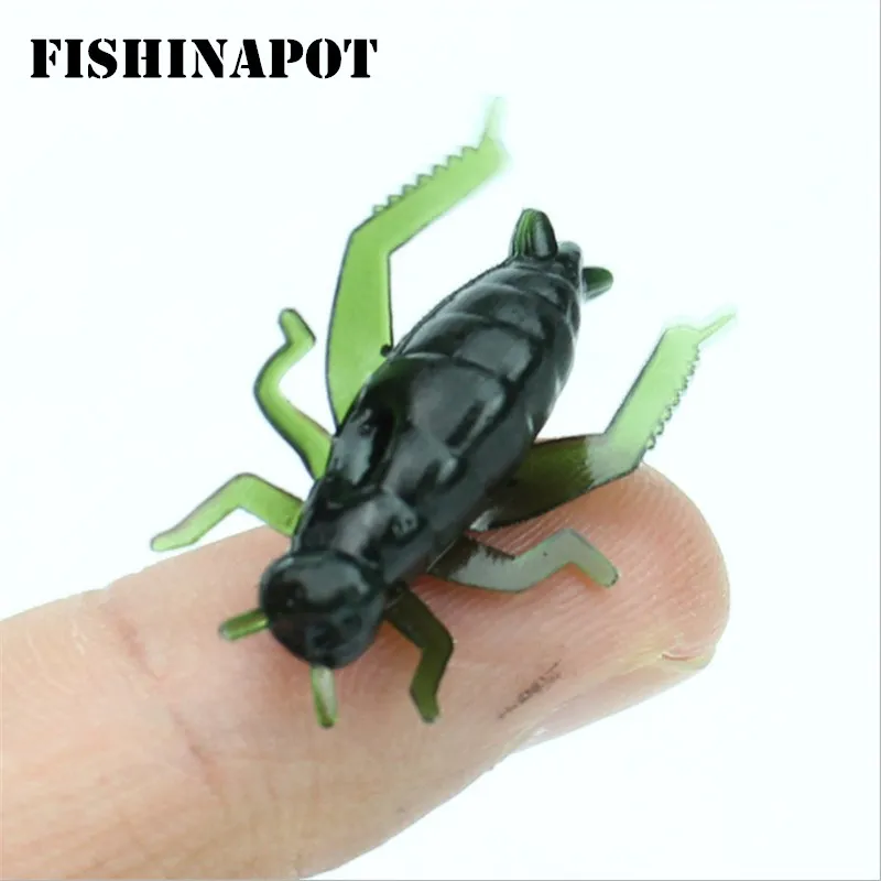 FISHINAPOT 20 шт./лот Мягкая приманка для крикета зеленого цвета 2 5 см/0 7 г искусственная