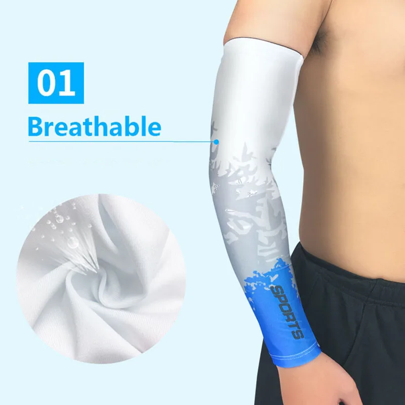 Sports Ice Silk Sleeves Breathable Thin Men Women Riding Hiking Fishing Basketball Sunscreen Sleeve Arm Guard | Спорт и развлечения