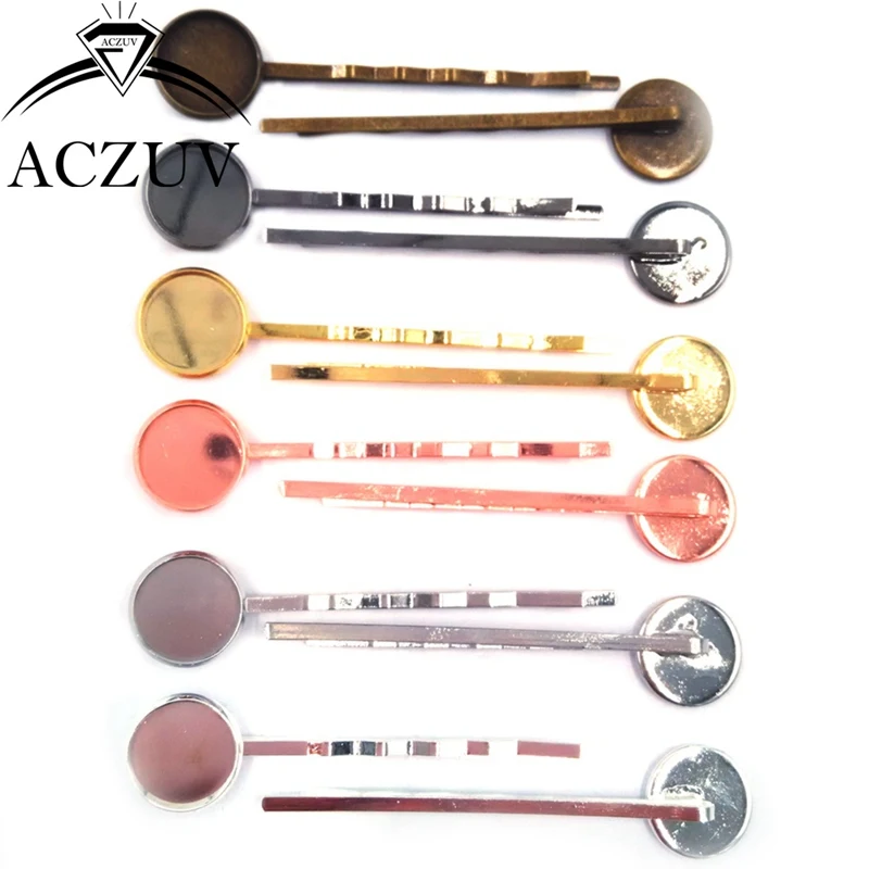 Медные шпильки для волос 100 шт./лот 6 цветов основа зажим лоток внутренний размер 10