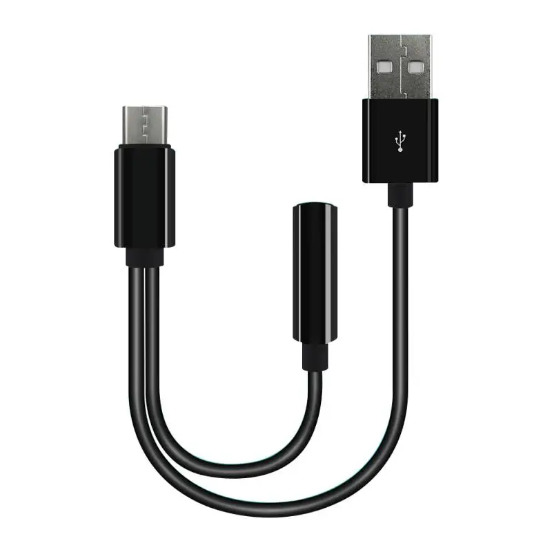 Портативный 2 в 1 с разъемом для наушников типа C на 3 5 мм и USB портом зарядки Кабель