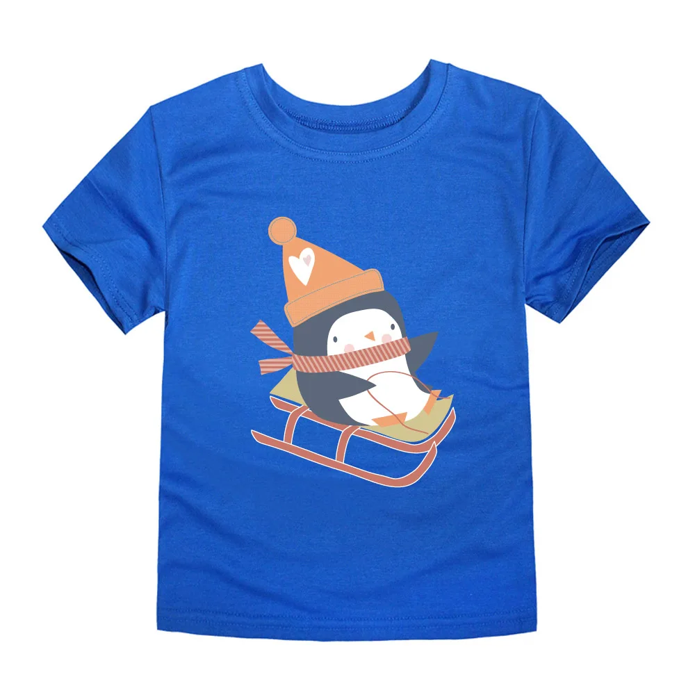 boys girls summer short sleeve cotton penguin t shirts kids tops baby clothing children tshirts for | Мать и ребенок