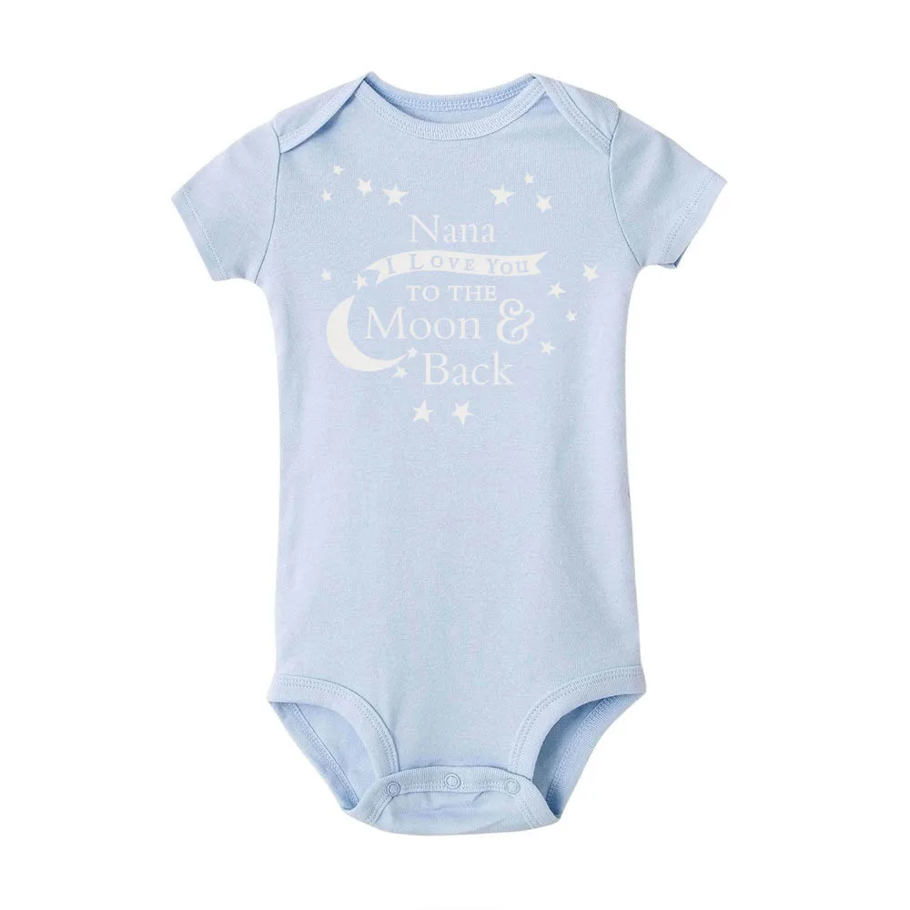 R336-SRPLB- Детские комбинезоны с надписью «I love NANA to the moon and back» для девочек и мальчиков, одежда с короткими рукавами для новорожденных, Комбинезоны и комбинезоны детская одежда - Цвет: R336-SRPLB-