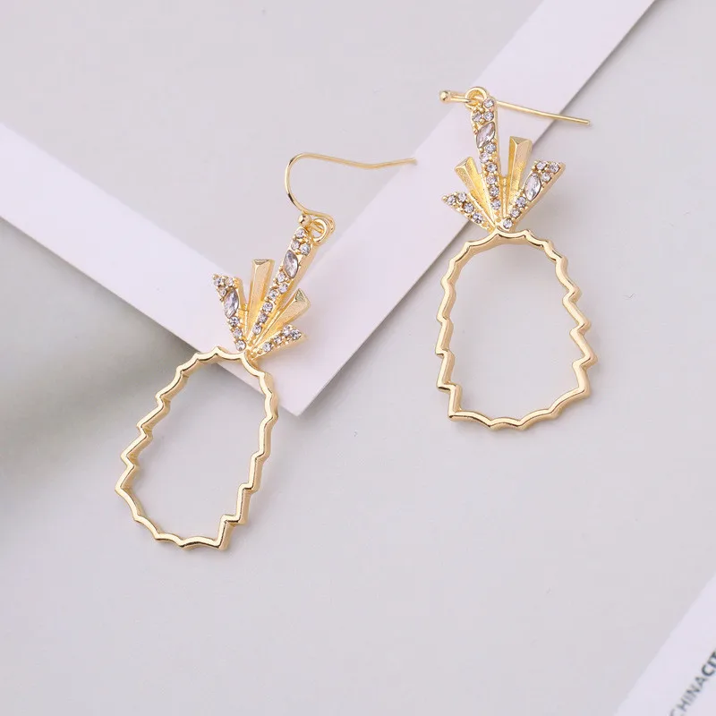 Золото Цвет ананас Форма мотаться Для женщин серьги со стразами платье для