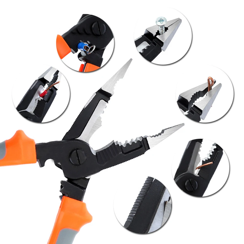 

8 Inch 5-in-1 5 in 1 Pliers Multifunctional electrician needle nose pliers Wire Stripping Cutter Crimping pliers