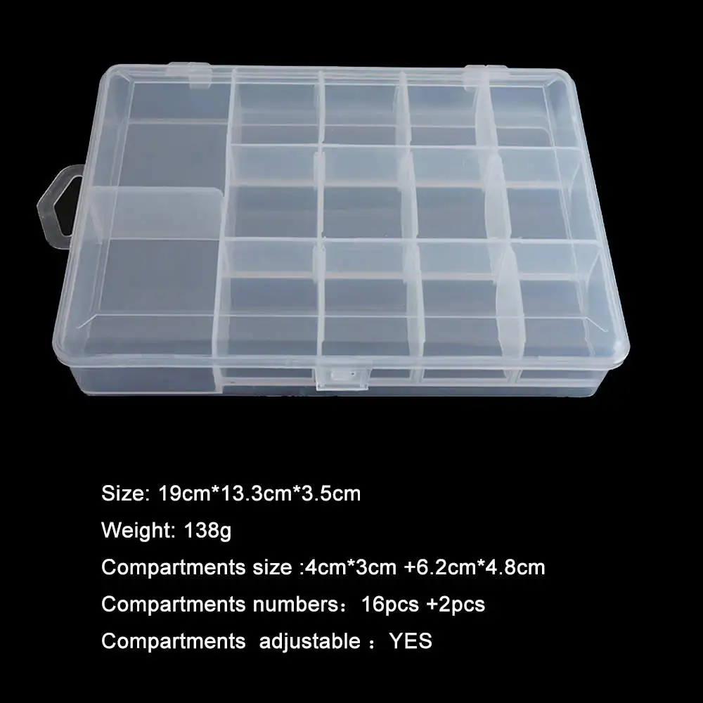 19cm Fishing Lure Bait Hooks Handheld Organizer with Adjustable Compartments Portable PlasticLure Tool Case - Цвет: 19cm