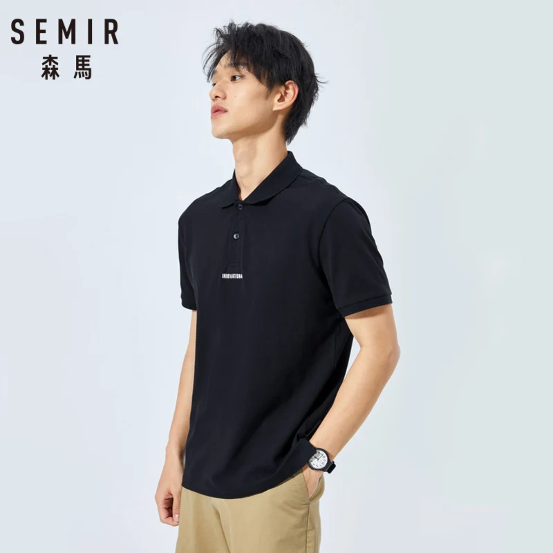 Мужская рубашка поло с коротким рукавом SEMIR черная в стиле HK лето 2019|Поло| |