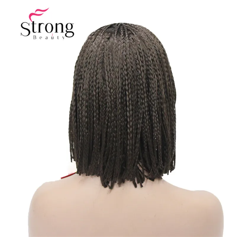 StrongBeauty короткий Боб плетеный ящик косы блонд парик полный охват синтетические парики выбор цвета - Цвет: 6 Chestnut Brown