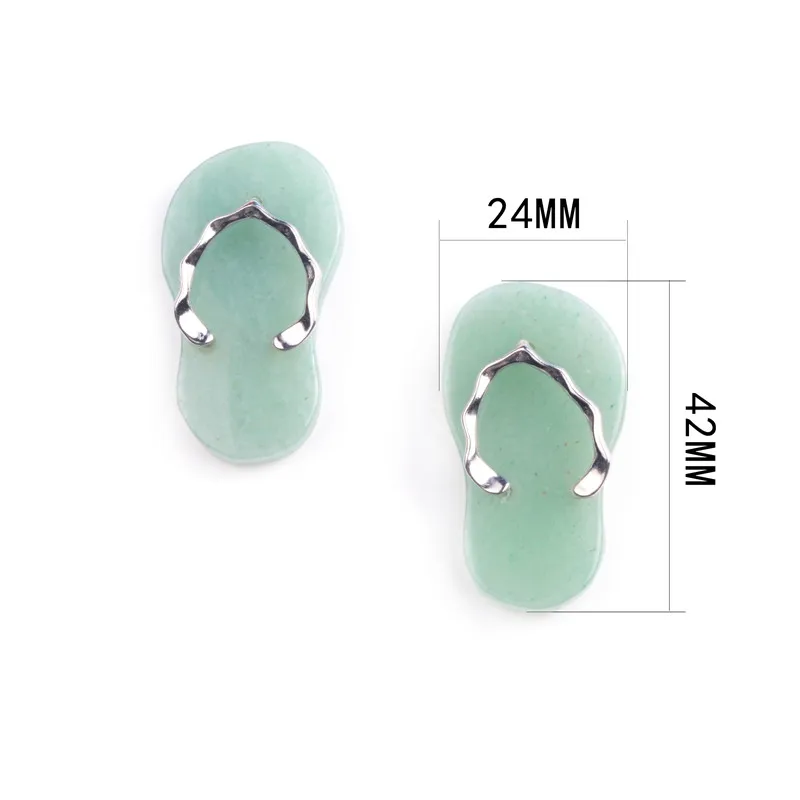 2pcs Natural Stone Shoes Necklace Nature Tiger eye Green Aventurine Opalite Quartz Crystal  Necklaces charms jewelry