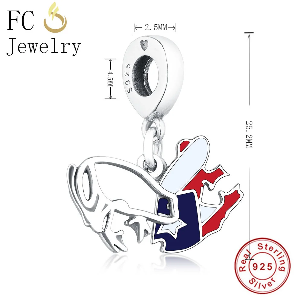 FC Jewelry Fit Original Pandora Charm Bracelet 925 Sterling Silver Puerto Rico Blue Enamel Flag Frog Pendant Beads Berloque