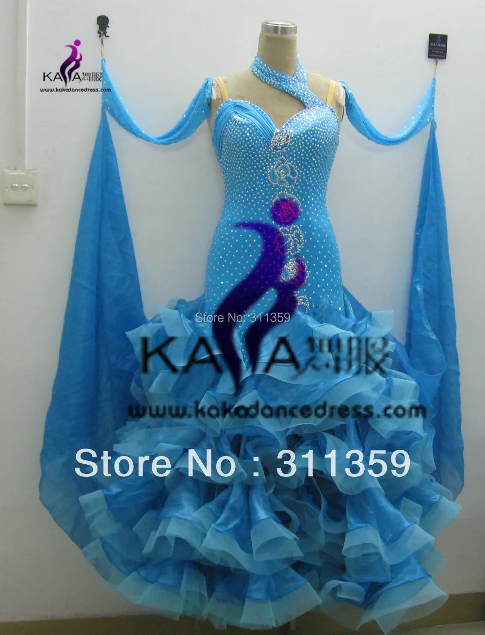 KAKA DANCE B13042 Бальное бальное платье из шелковой органзы вальс танцевальное для