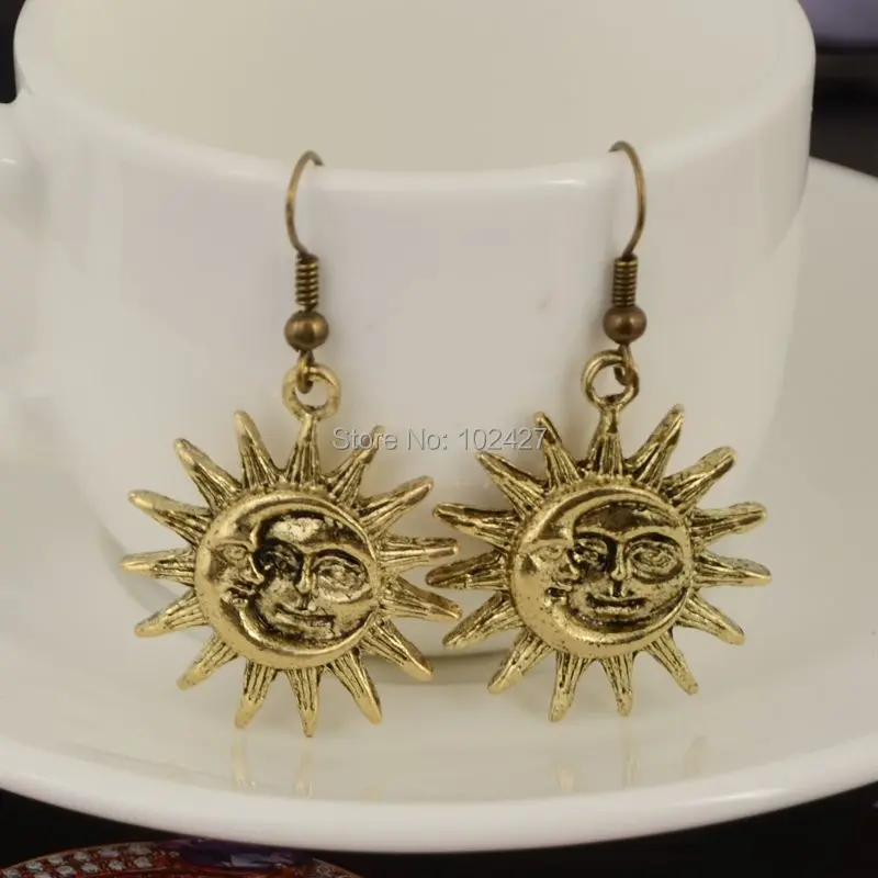 Новые стильные модные ретро Висячие серьги Винтажные Sun Moon для женщин Brincos