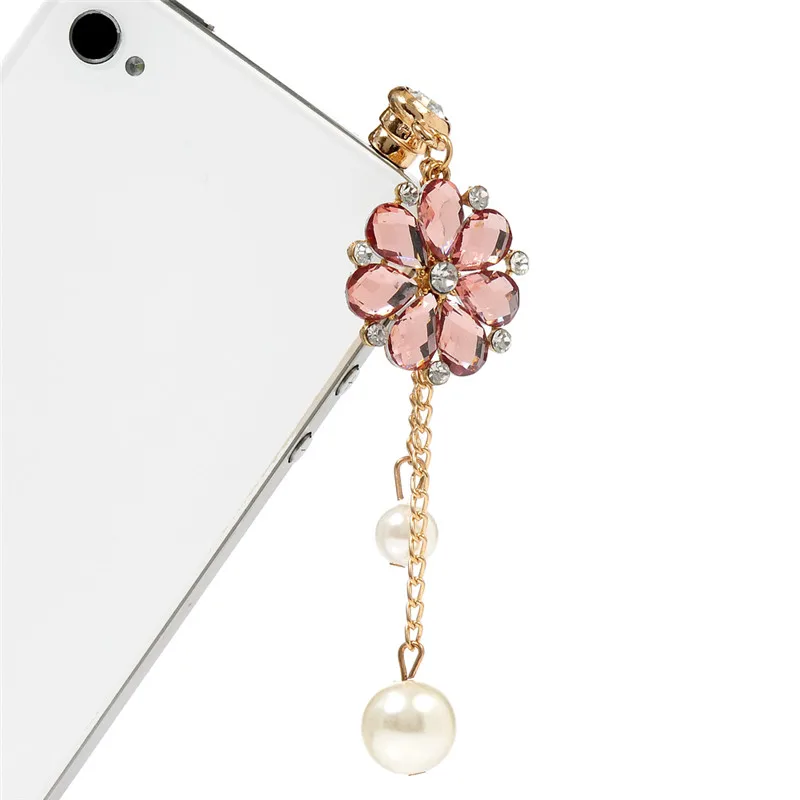 Drip Pearl Flower Pendants Phone Dust Plug Dustproof Plugs Caps Cell Accessories 3.5 mm Earphone Universal | Мобильные телефоны и
