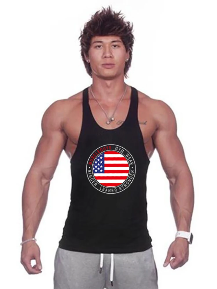 Muscleguys летняя одежда майка для тренажерных залов мужские фитнес Y Back