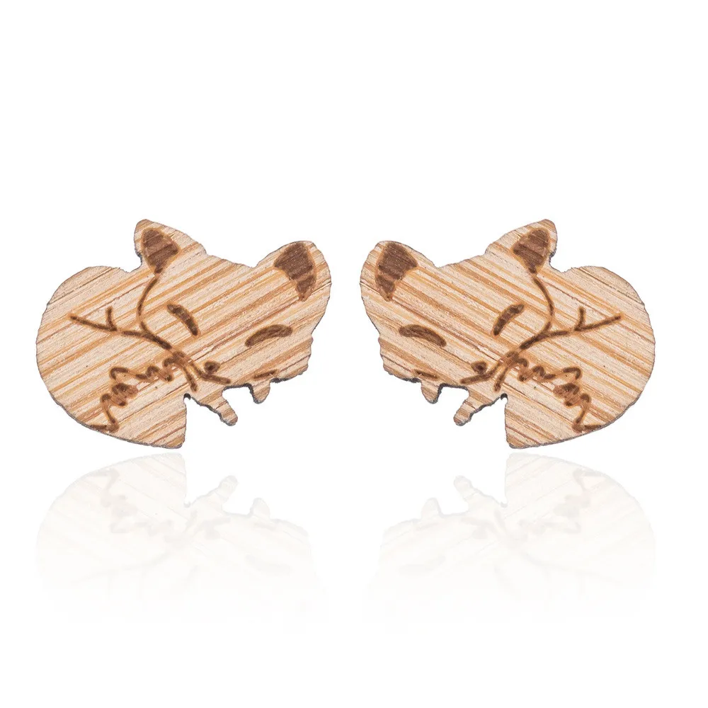 Новинка 2019 года модные деревянные серьги гвоздики для женщин с изображением