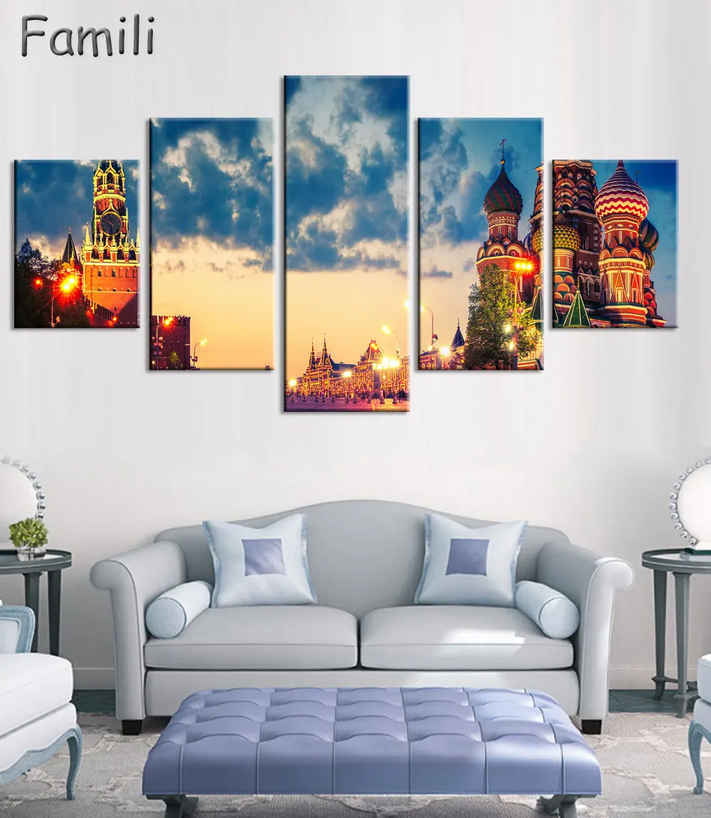 45Pieces New High Quality Russia Moscow Kremlin Art Prints Canvas Painting By City Picture Digital Purple Oil Style No Unframedl | Дом и сад