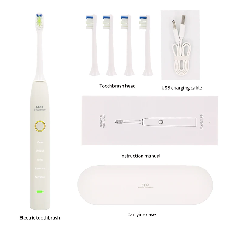 Электрическая зубная щетка CFAY перезаряжаемая USB Водонепроницаемая