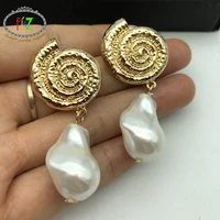 f j4z hot irregular pearl earrings fashion lindo simulated pearl charm alloy conch earrings woman wholesale pendientes mujer