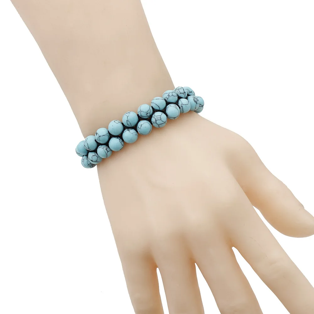 Натуральный камень браслет Multi красные синие Белый Boho круглый Druzy бусины с