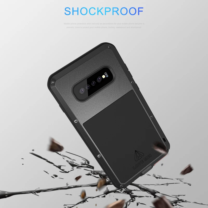 Мощный металлический чехол для Galaxy S10 + Защитная пленка Gorilla Glass Samsung plus роскошный