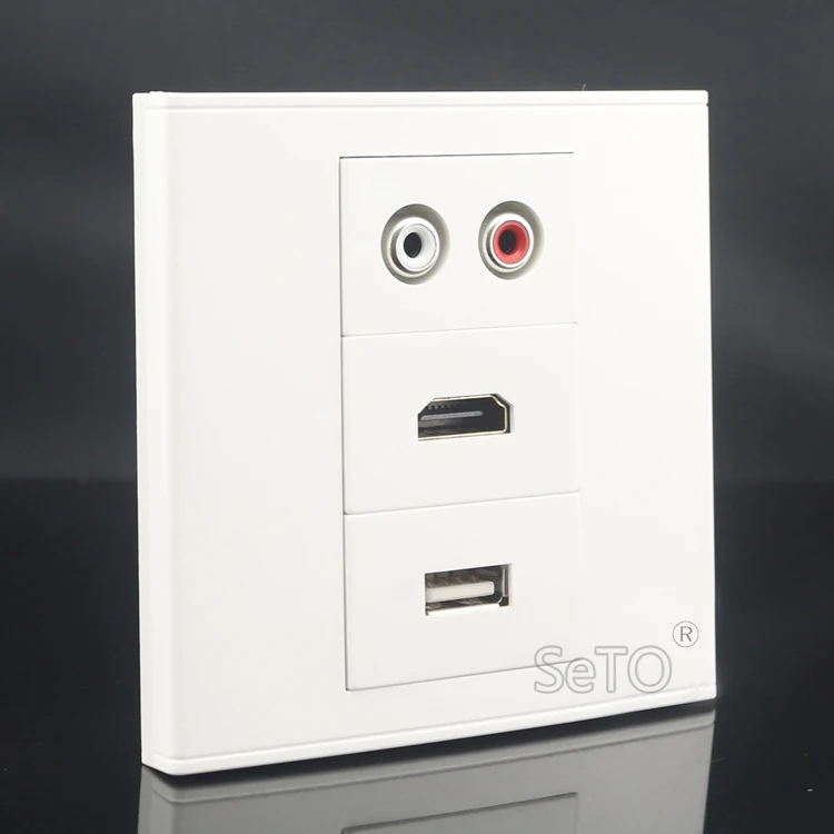 SeTo 86 Тип красный и белый аудио + HDMI USB разъем настенная пластина Keystone лицевая