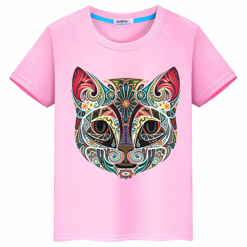 2019 Новая летняя хлопковая футболка с короткими рукавами и рисунком кота из