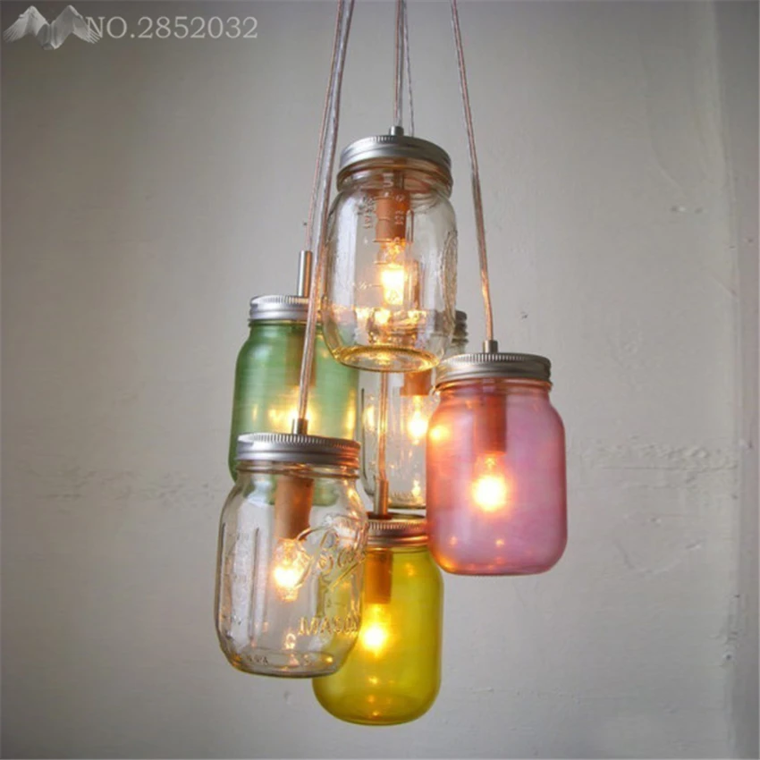 Современные креативные цветные карамельные банки подвесные светильники