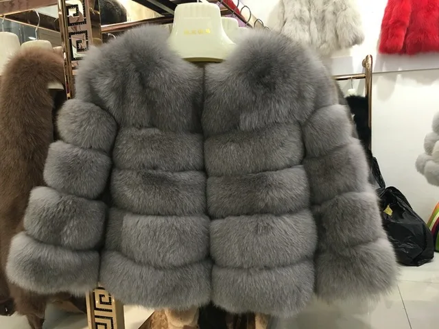 BFFUR, настоящее меховое пальто, роскошная женская зимняя мода, стильный жилет из натурального меха, Женское пальто из цельного лисьего меха, высокое качество, натуральный мех C0011 - Цвет: Gray