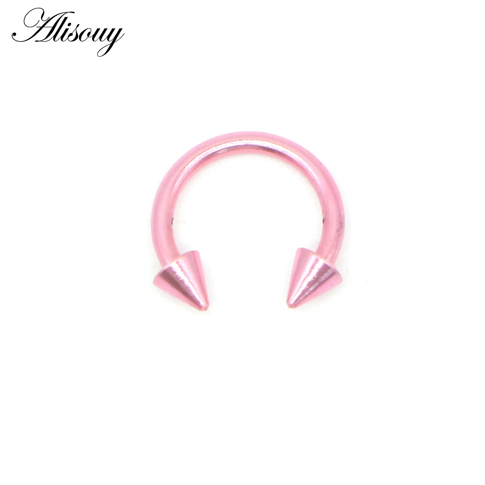 D Pink Alisouy 1 шт. sugical острие из нержавеющей стали носа Перегородка кольцо пирсинг для бровей уха кольца, пирсинг тела, украшения для мужчин женщин 8 цветов - Окраска металла: D Pink