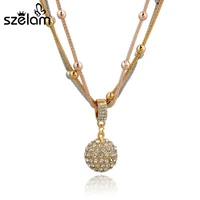 szelam crystal ball necklaces pendants hot sale lovely fashion gold necklace long chain necklace for women sne140451