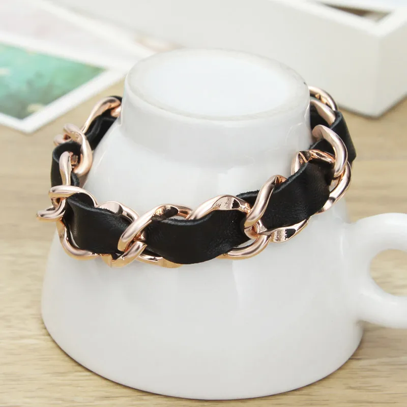 Neoglory модные браслеты и в стиле панк с цепочкой розового золота для женщин