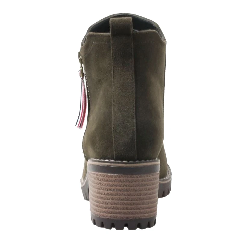 SJJH Женские ботинки Мартин с круглый носок коренастый Zip Faux Suede зима Короткие