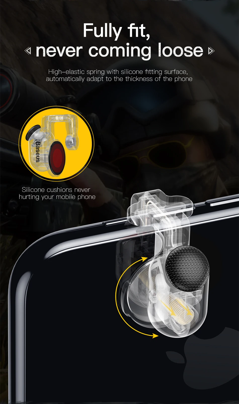 Baseus для игры Pubg геймпад L1 R1 геймпад триггер для iPhone XR Xs Max Aim Fire кнопка для 4,0-6,5 дюймов аксессуары для мобильных телефонов