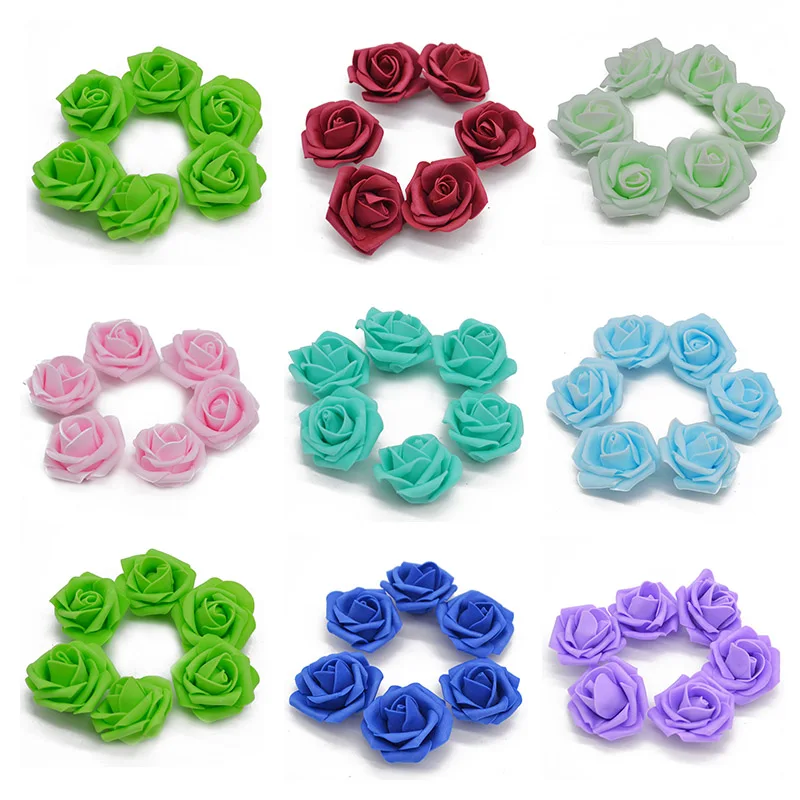 20 шт. 4 см многоцветные искусственные обжимные головки розы из пенополиэтилена