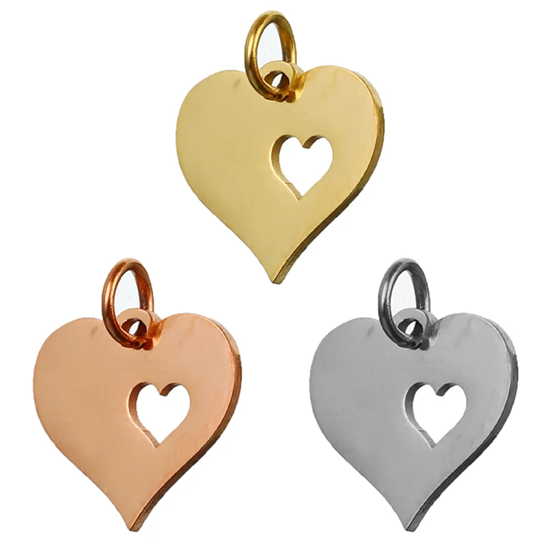 5 шт./компл. подвески в виде сердца из нержавеющей стали ожерелье браслет DIY