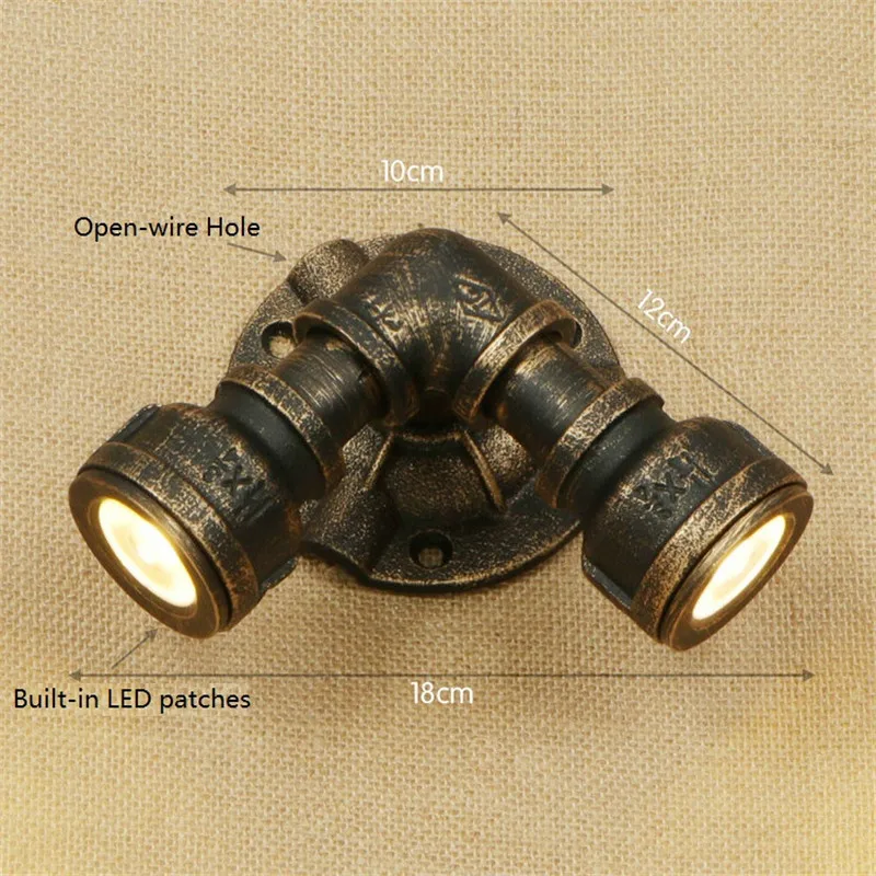 Настенный железный светильник в стиле лофт винтажное Бра с 2 лампами для спальни