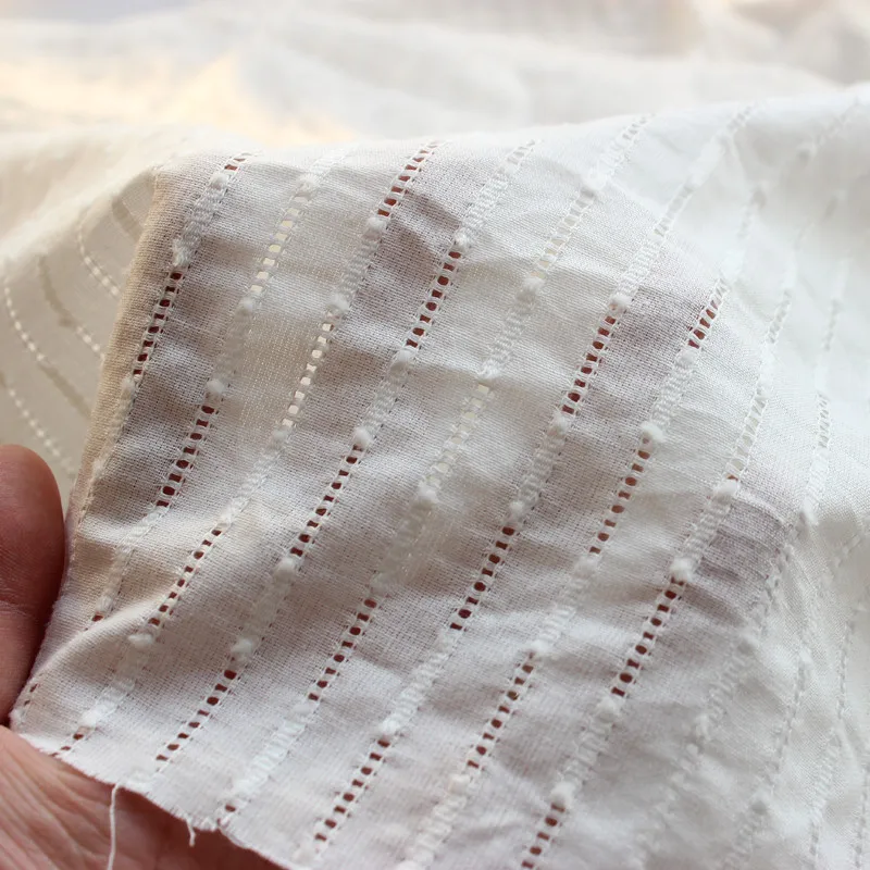 Белая хлопковая ткань хлопок Жакард пастырской небольшой свежий платье для