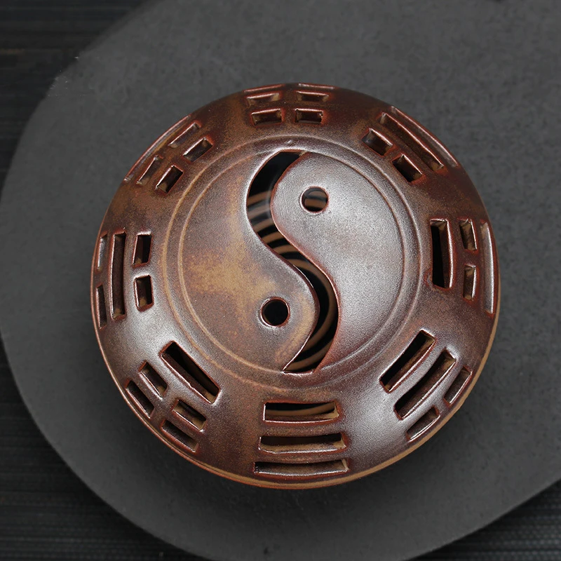 Tai Chi Gossip Coil Incense Burner Ceramic Monk Set Buddhist 4 Hours Ring Base for Home Decor Holder | Дом и сад