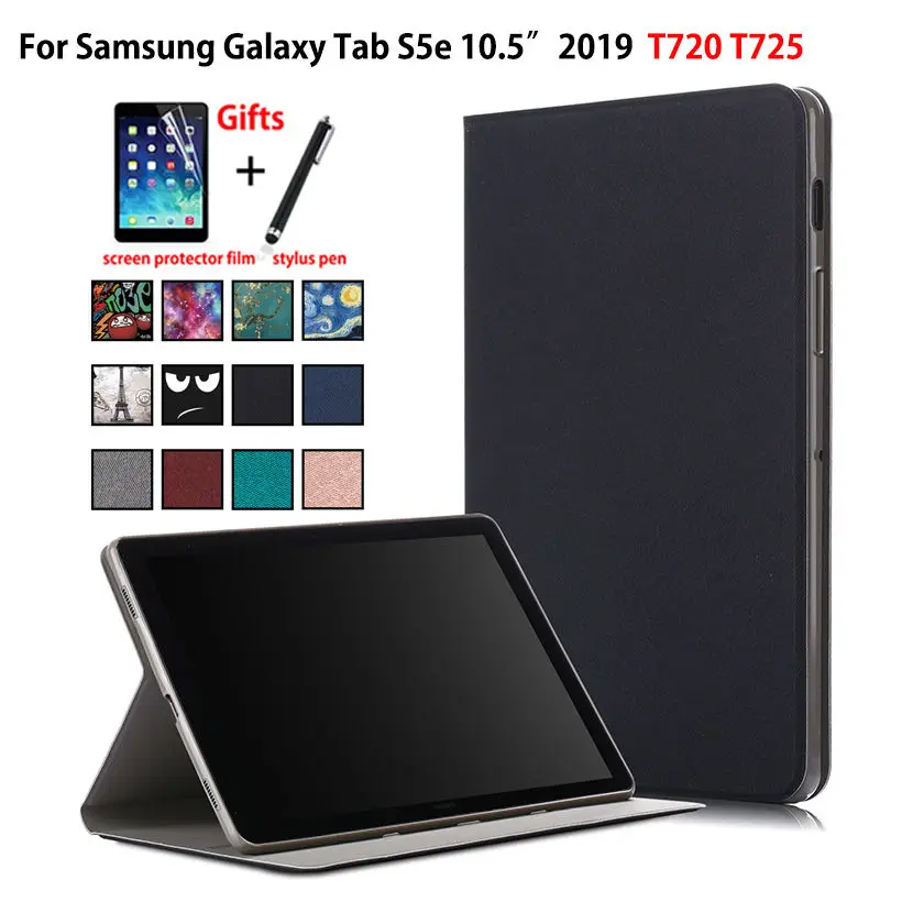 Чехол для samsung galaxy tab S5e 10,5 T720 SM-T720 SM-T725, умный чехол, чехол для планшета из искусственной кожи, чехол-подставка+ пленка+ ручка