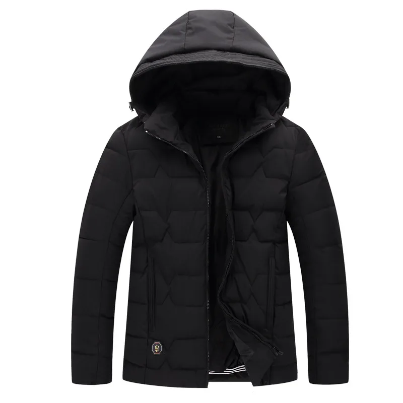 Зимняя мужская куртка размера плюс 4XL-9XL, черное Мужское пальто, недорогая пуховая куртка, парка, Тренч с капюшоном, куртка для холодной зимы 1626 - Цвет: Черный